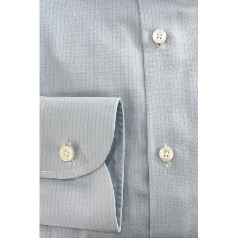 Baldinini Trend Light Blue Cotton Men Shirt - Zeiniez