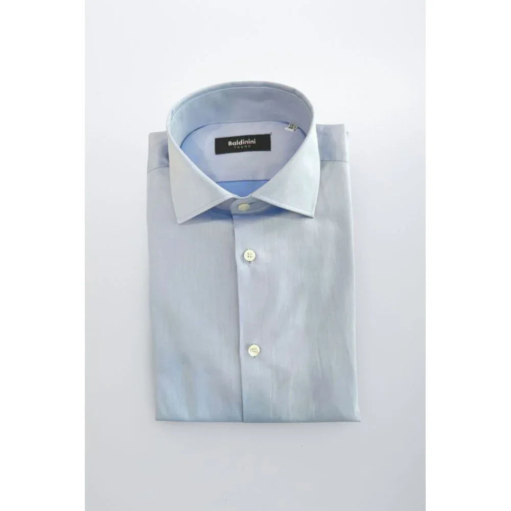 Baldinini Trend Light Blue Cotton Men Shirt - Zeiniez