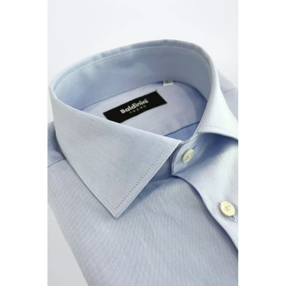 Baldinini Trend Light Blue Cotton Men Shirt - Zeiniez