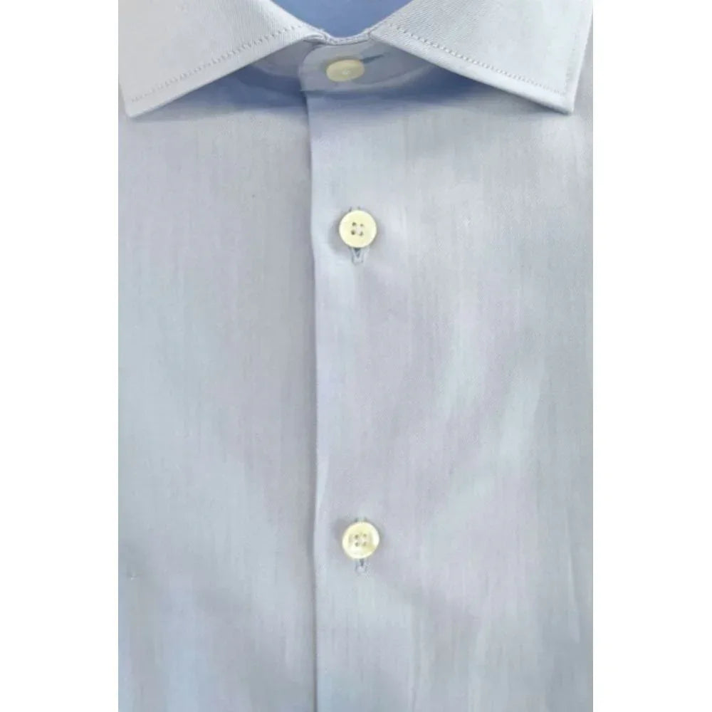 Baldinini Trend Light Blue Cotton Men Shirt - Zeiniez