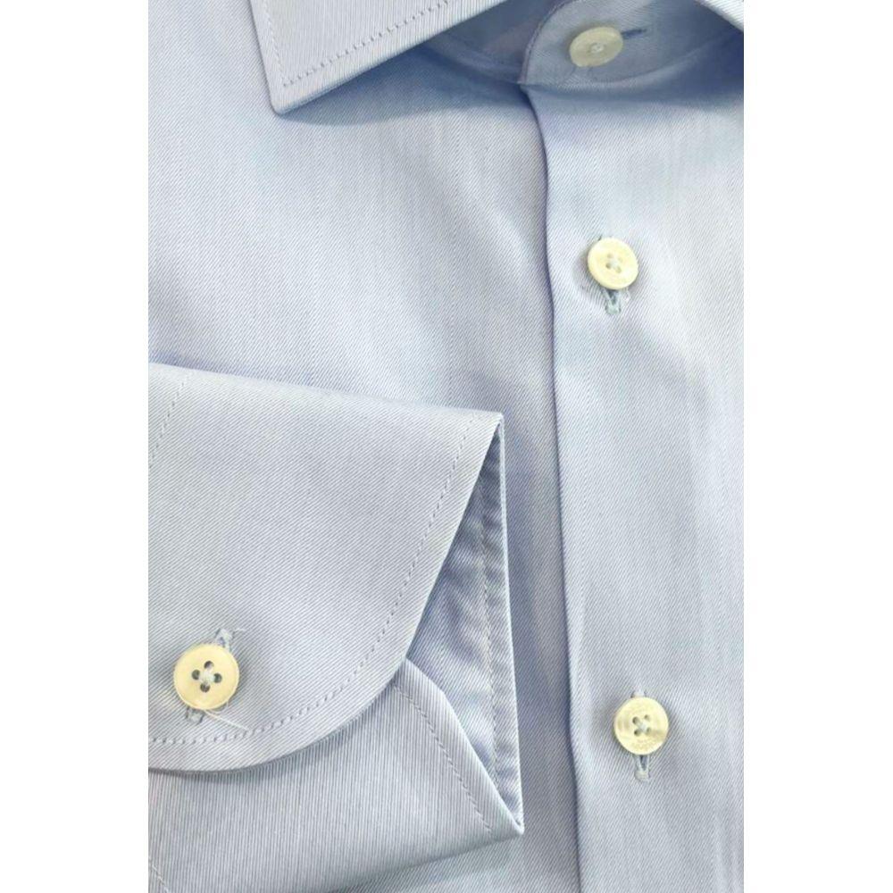 Baldinini Trend Light Blue Cotton Men Shirt - Zeiniez