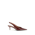 Amina Muaddi Bordeaux Calf Leather Bos Taurus Mid Heel Pumps - Zeiniez