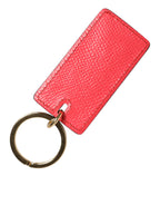 Dolce & Gabbana Red Calf Leather Logo Metal Ring Men Keychain Keyring - Zeiniez