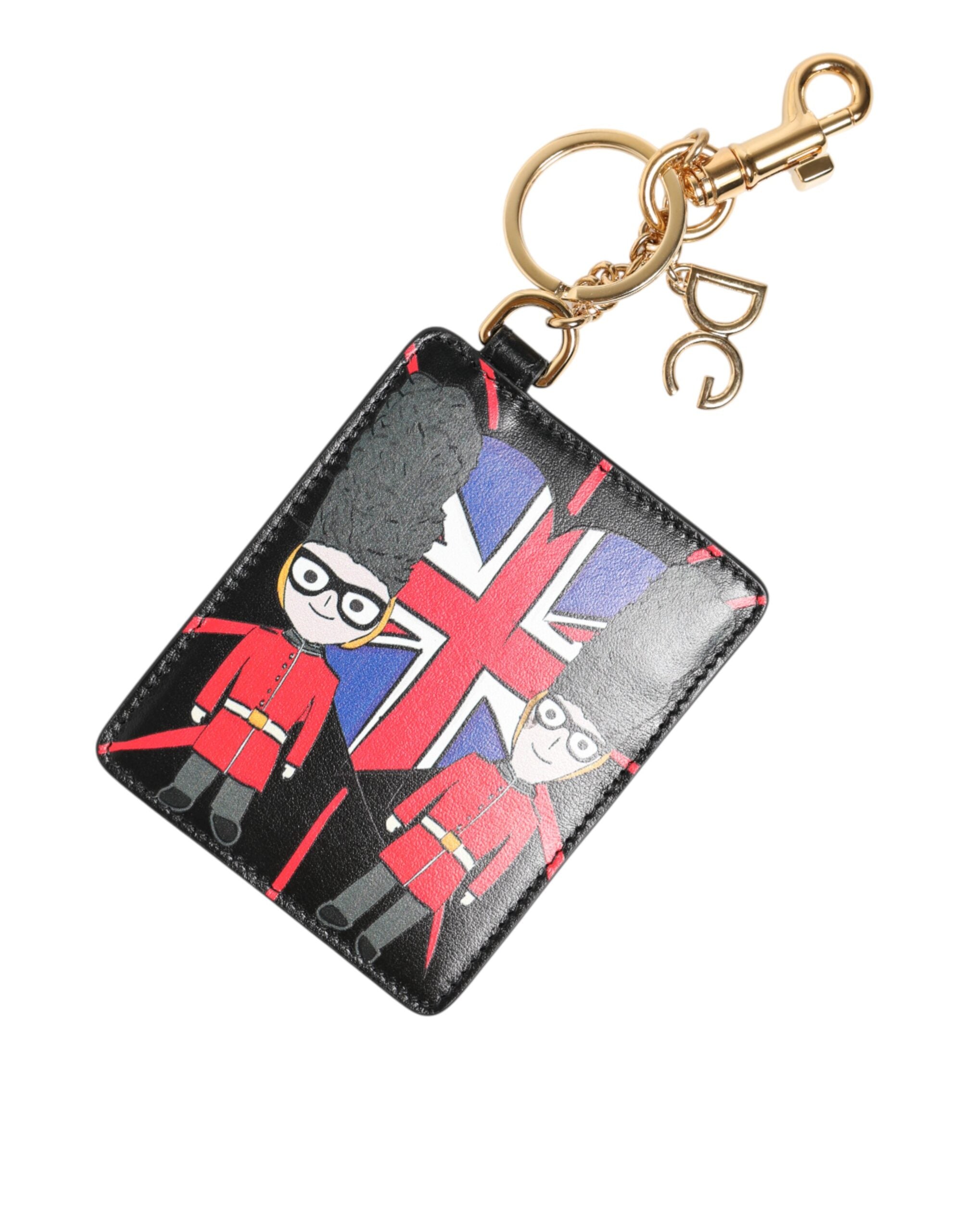 Dolce & Gabbana Black Leather #DGLovesLondon Cardholder Coin Case Keyring - Zeiniez