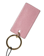 Dolce & Gabbana Pink Calf Leather Logo Metal Ring Men Keychain Keyring - Zeiniez