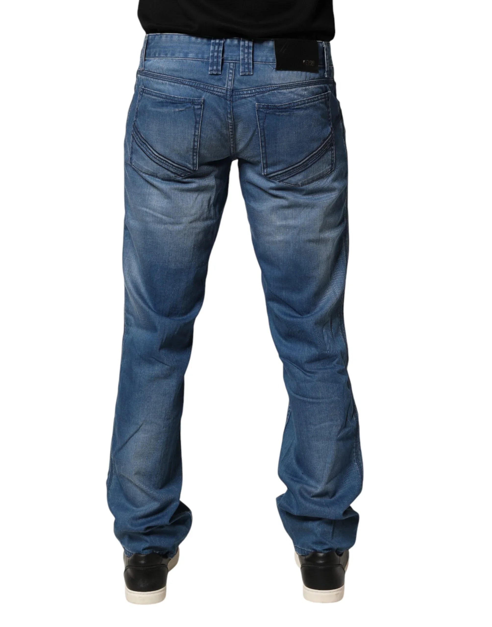 Verri Blue Washed Cotton Regular Fit Men Denim Trouser Jeans - Zeiniez