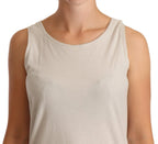 Max Mara Light Gray 100% Cotton Sleeveless Razor Back Tank Top - Zeiniez