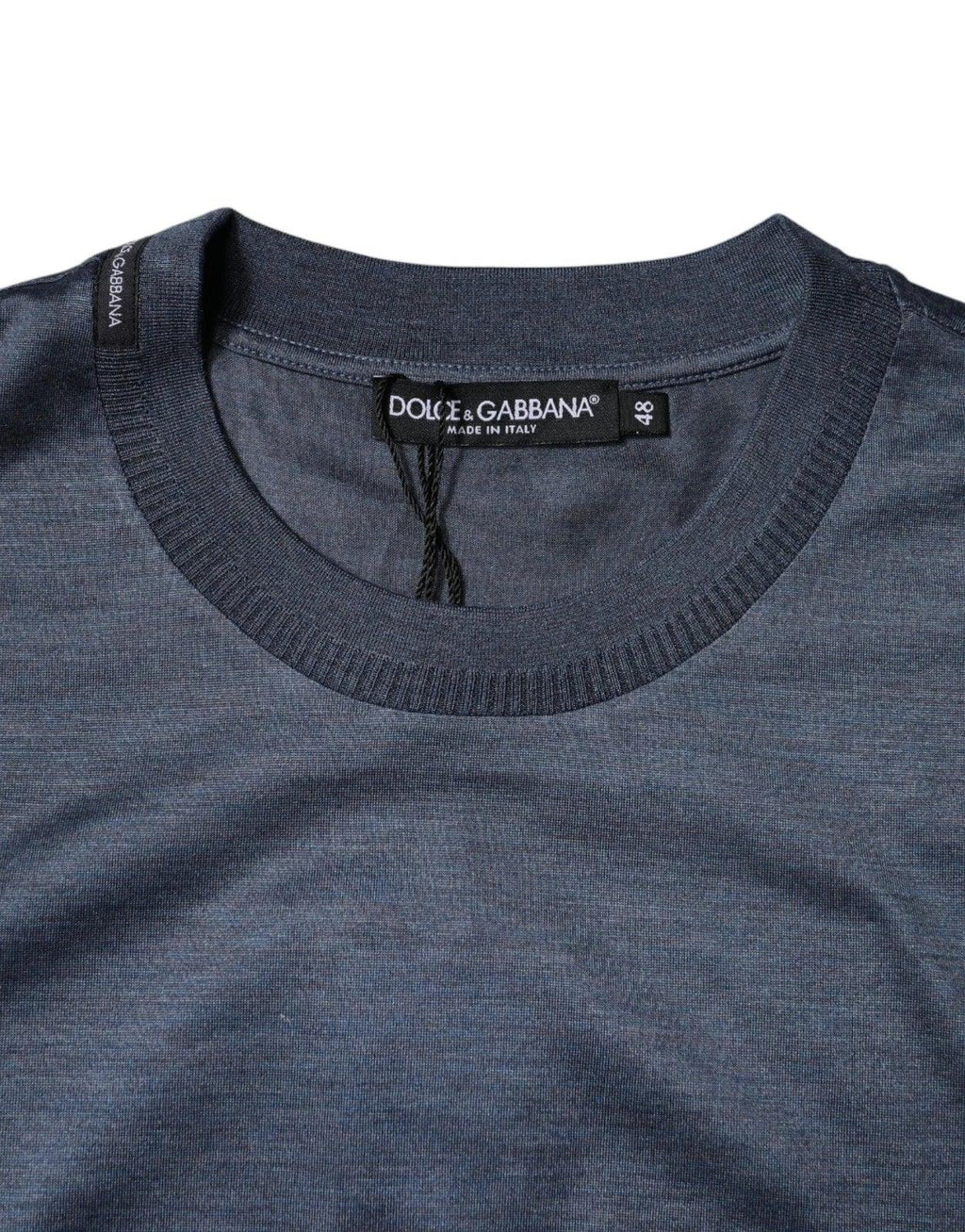 Dolce & Gabbana Blue Silk Crew Neck Short Sleeves Men T-shirt - Zeiniez