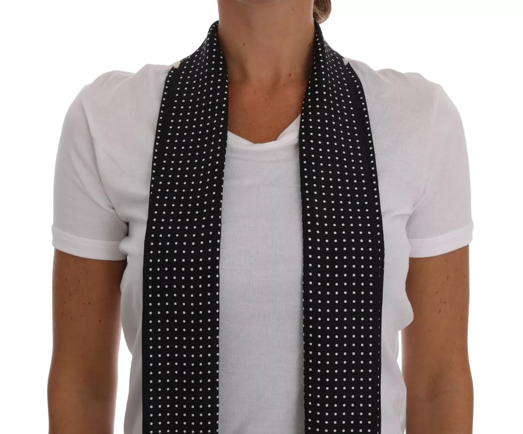Dolce & Gabbana White Cotton Black Silk Scarf Top T-shirt - Zeiniez