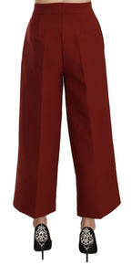 Jucca Red High Waist Cropped Flared Dress Formal Trouser Pants - Zeiniez