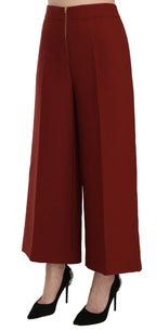 Jucca Red High Waist Cropped Flared Dress Formal Trouser Pants - Zeiniez