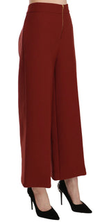 Jucca Red High Waist Cropped Flared Dress Formal Trouser Pants - Zeiniez