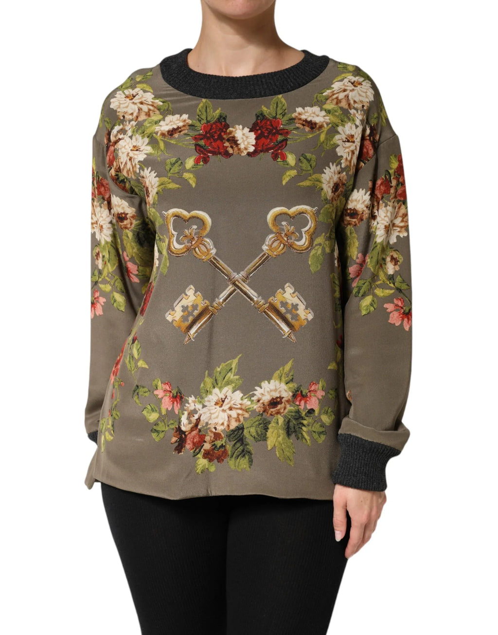 Dolce & Gabbana Enchanted Sicily Silk Crewneck Blouse Sweater - Zeiniez