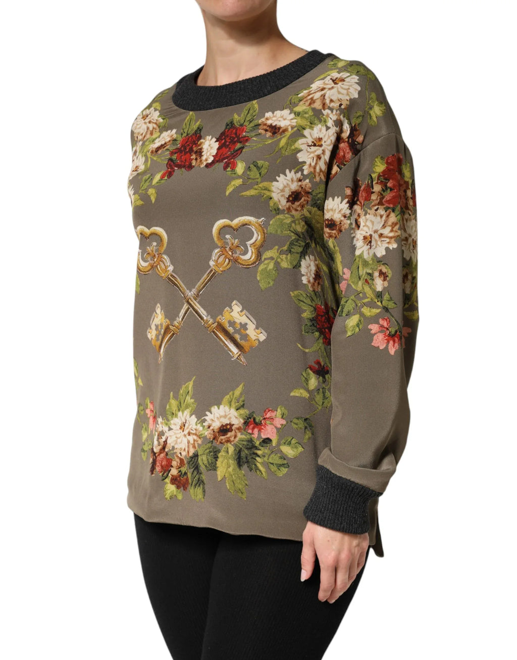 Dolce & Gabbana Enchanted Sicily Silk Crewneck Blouse Sweater - Zeiniez