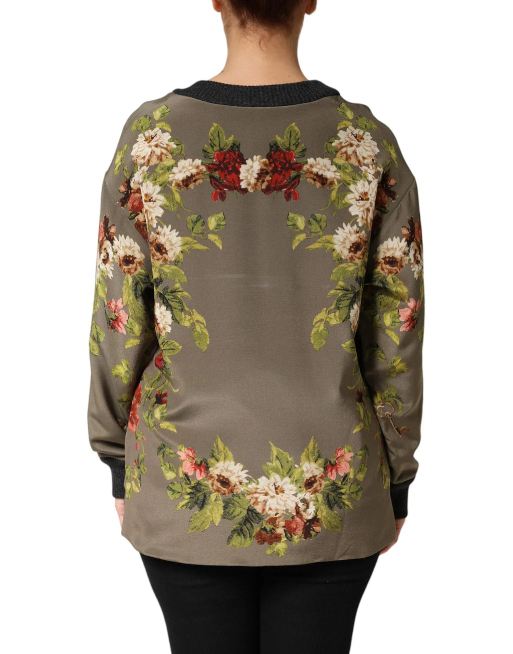 Dolce & Gabbana Enchanted Sicily Silk Crewneck Blouse Sweater - Zeiniez