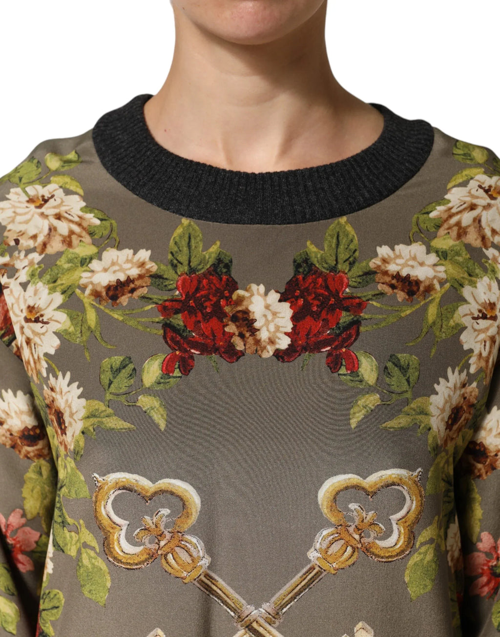 Dolce & Gabbana Enchanted Sicily Silk Crewneck Blouse Sweater - Zeiniez