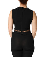 Dolce & Gabbana Black Jersey Lace Ruching Rhinestone Tank Top - Zeiniez