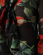 Dolce & Gabbana Black Floral Long Sleeves Silk Blouse Top - Zeiniez