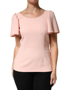 Dolce & Gabbana Pink Short Sleeves Round Neck Blouse Top