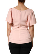 Dolce & Gabbana Pink Short Sleeves Round Neck Blouse Top