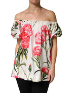 Dolce & Gabbana Multicolor Floral Off Shoulder Blouse Top - Zeiniez