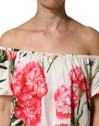 Dolce & Gabbana Multicolor Floral Off Shoulder Blouse Top - Zeiniez