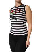 Dolce & Gabbana Black White Cashmere Silk Sleeveless Top - Zeiniez