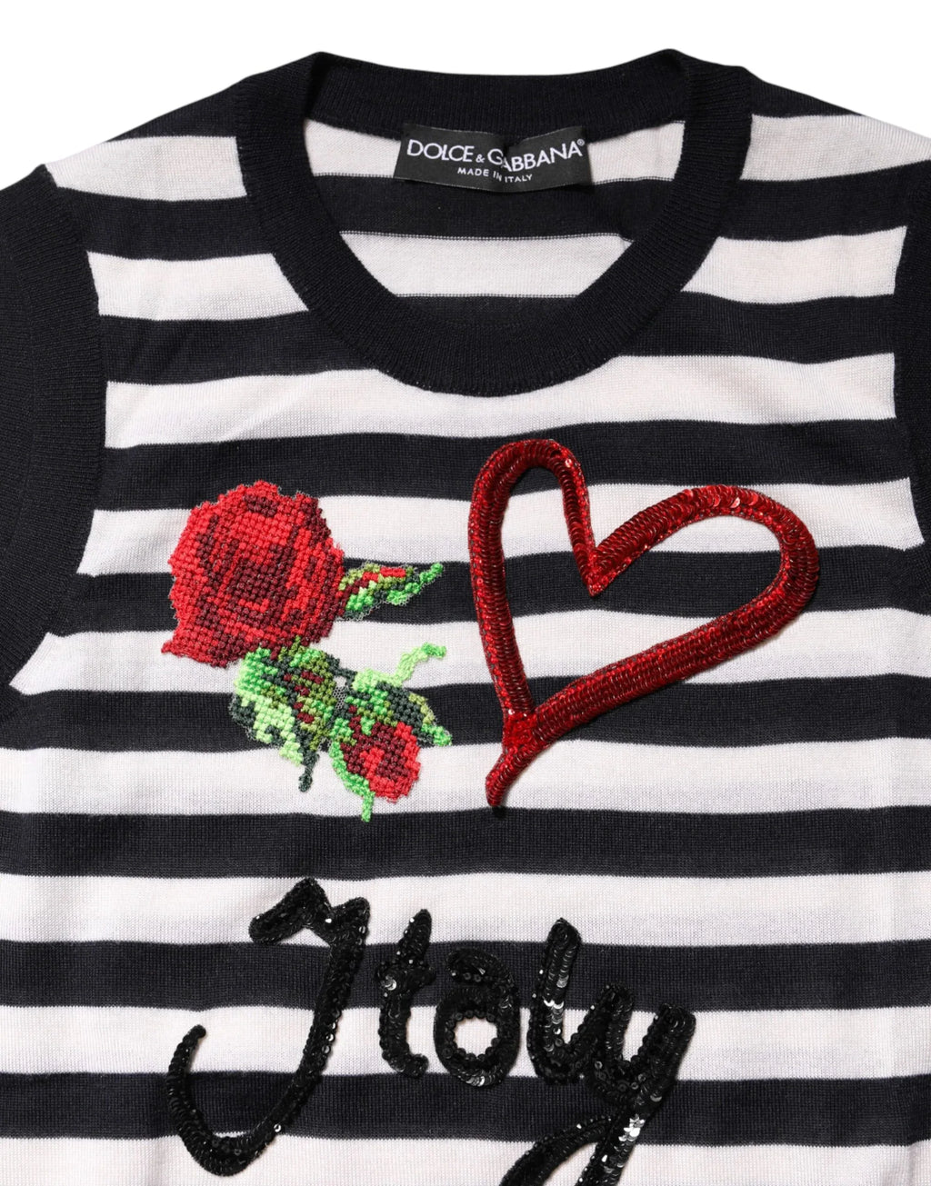 Dolce & Gabbana Black White Cashmere Silk Sleeveless Top - Zeiniez