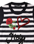 Dolce & Gabbana Black White Cashmere Silk Sleeveless Top - Zeiniez