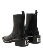 Dolce & Gabbana Black Studded Chelsea Short Ankle Boots Shoes