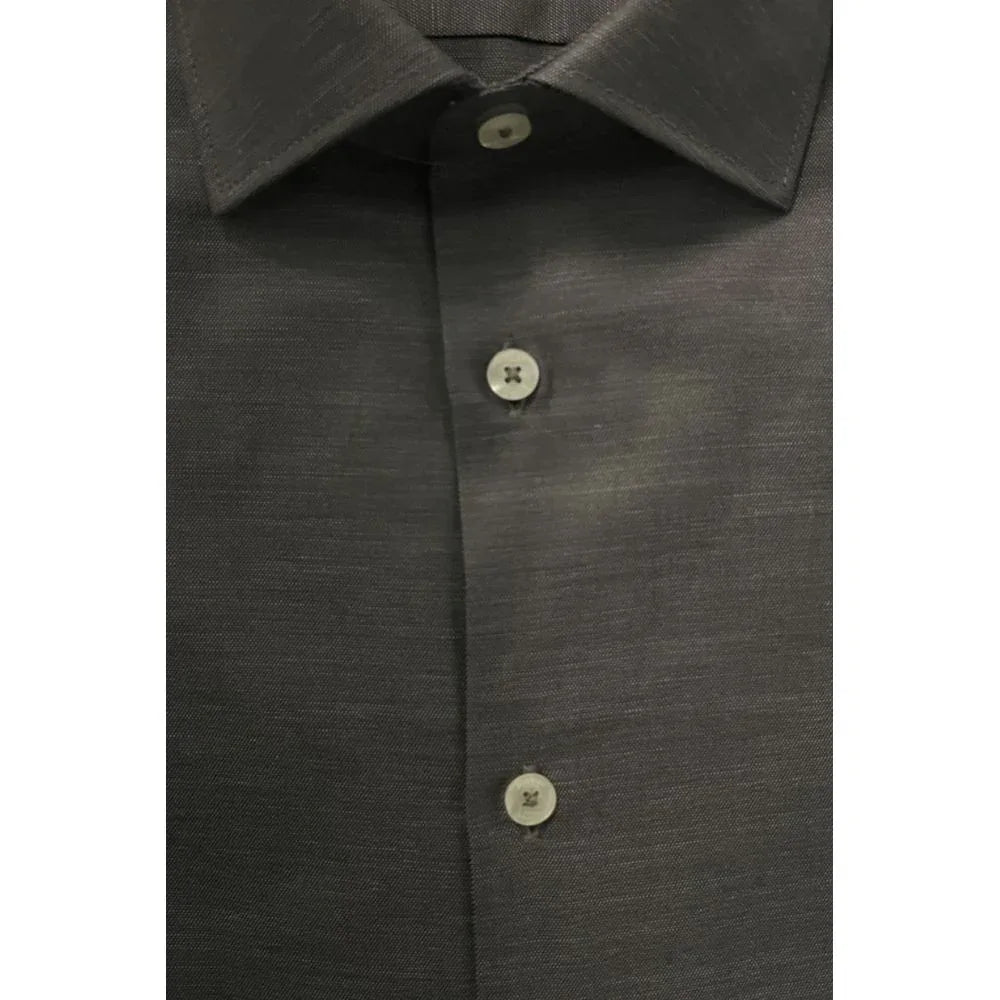Baldinini Trend Gray Cotton Men Shirt - Zeiniez