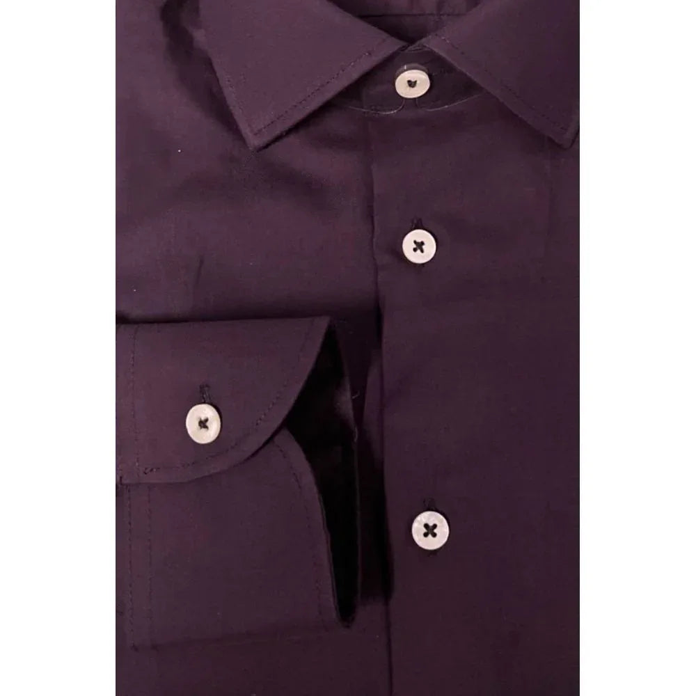 Baldinini Trend Purple Cotton Men Shirt - Zeiniez