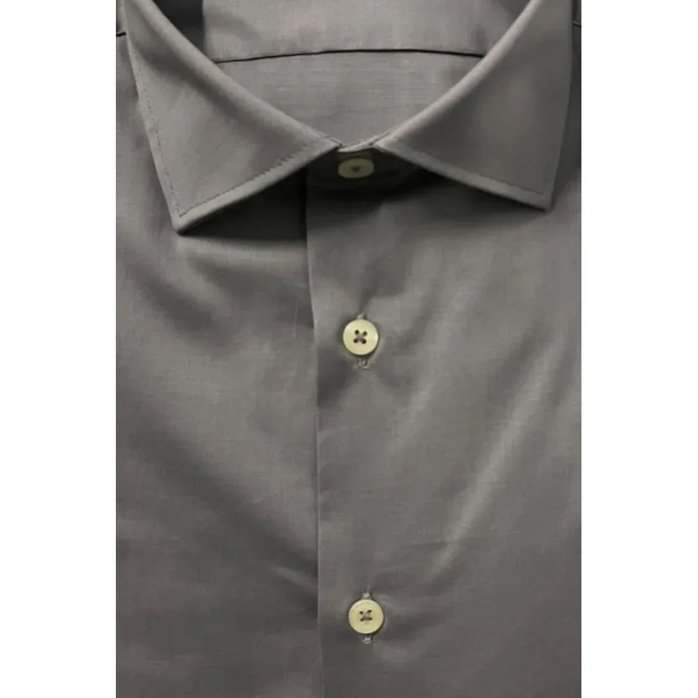 Baldinini Trend Gray Cotton Men Shirt - Zeiniez