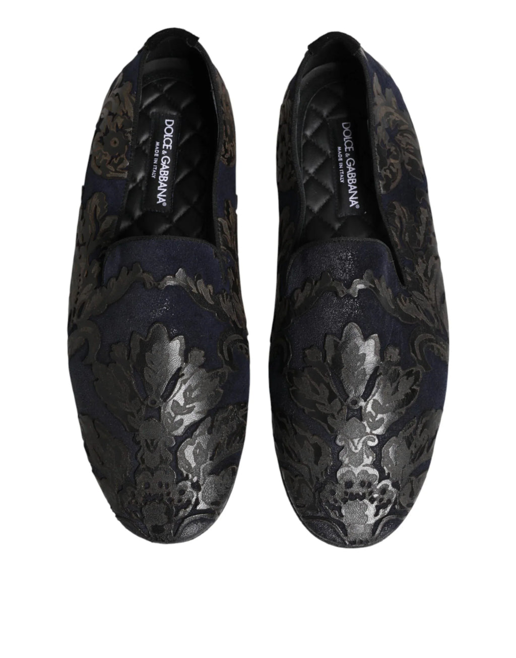 Dolce & Gabbana Black Jacquard Leather Slip On Loafers Shoes - Zeiniez