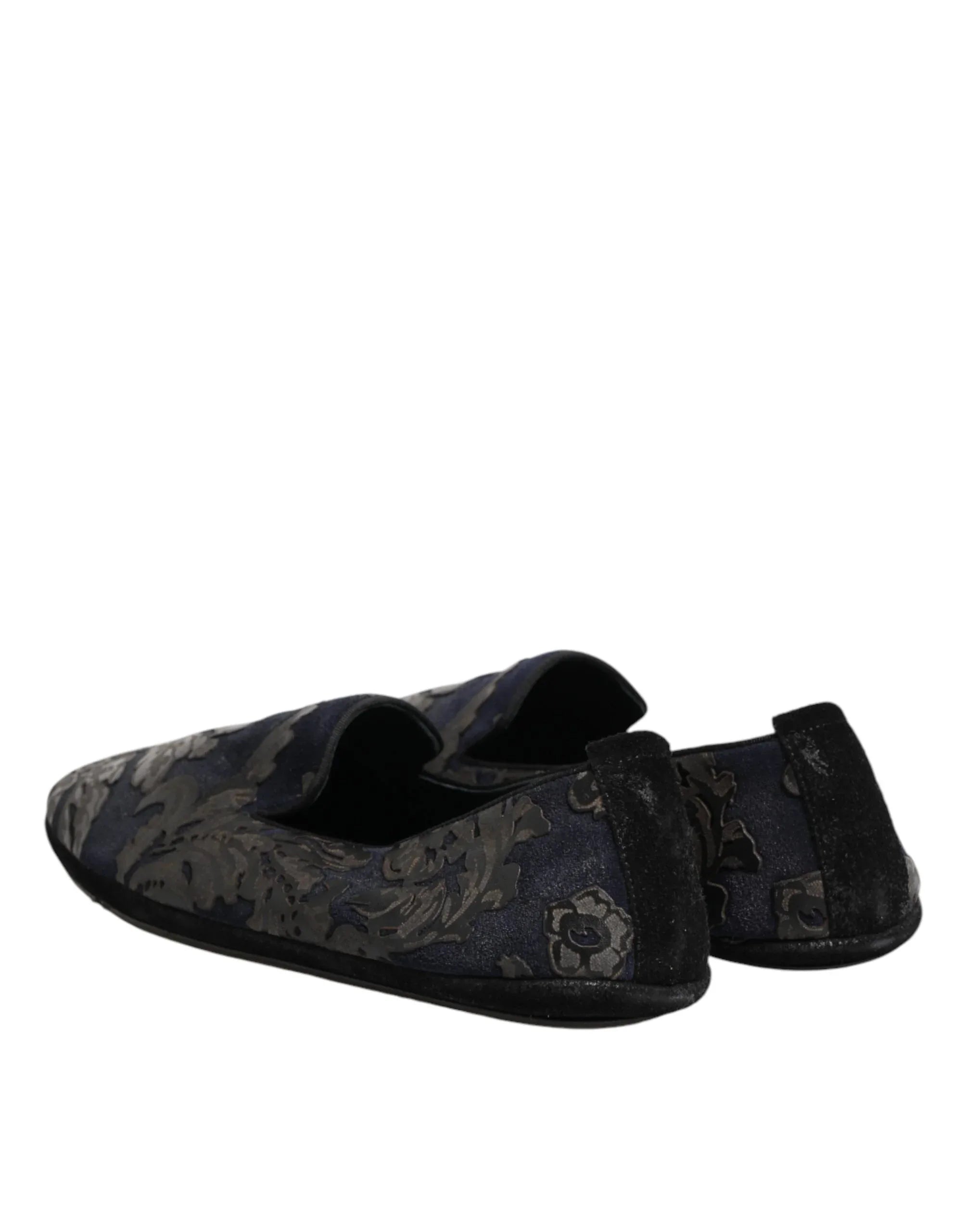 Dolce & Gabbana Black Jacquard Leather Slip On Loafers Shoes - Zeiniez