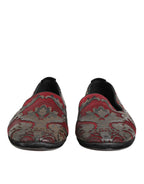 Dolce & Gabbana Bordeaux Jacquard Leather Slip On Loafer Shoes - Zeiniez