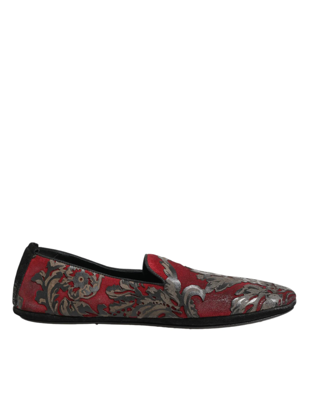 Dolce & Gabbana Bordeaux Jacquard Leather Slip On Loafer Shoes - Zeiniez