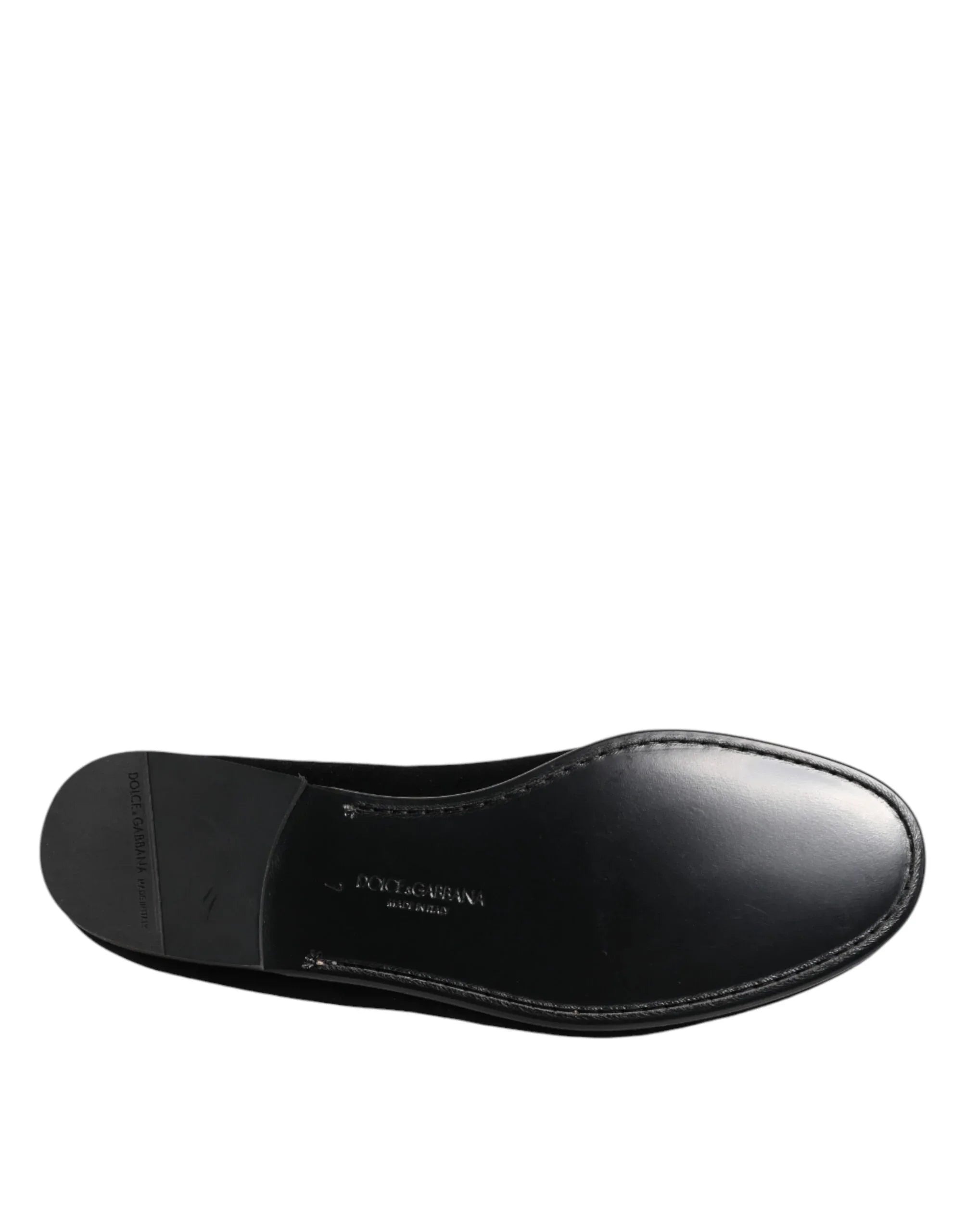 Dolce & Gabbana Black Leather Suede Slip On Loafers Dress Shoes - Zeiniez