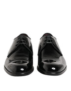 Dolce & Gabbana Black Calfskin Leather Derby Dress Shoes