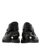 Dolce & Gabbana Black Leather Studded Men Formal Derby Shoes - Zeiniez