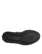 Dolce & Gabbana Black Leather Studded Men Formal Derby Shoes - Zeiniez