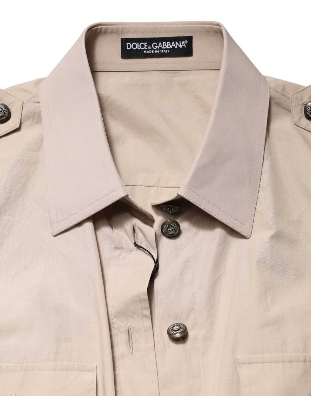 Dolce & Gabbana Beige Collared Long Sleeve Cotton Shirt Top