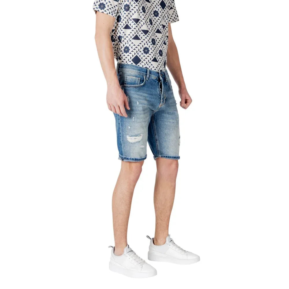 Antony Morato Blue Cotton Bermuda Shorts - Zeiniez