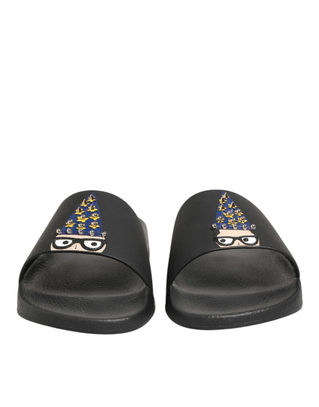 Dolce & Gabbana Black Leather Slides Sandals Beachwear Shoes - Zeiniez