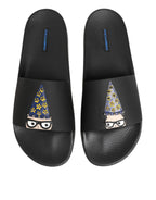 Dolce & Gabbana Black Leather Slides Sandals Beachwear Shoes - Zeiniez