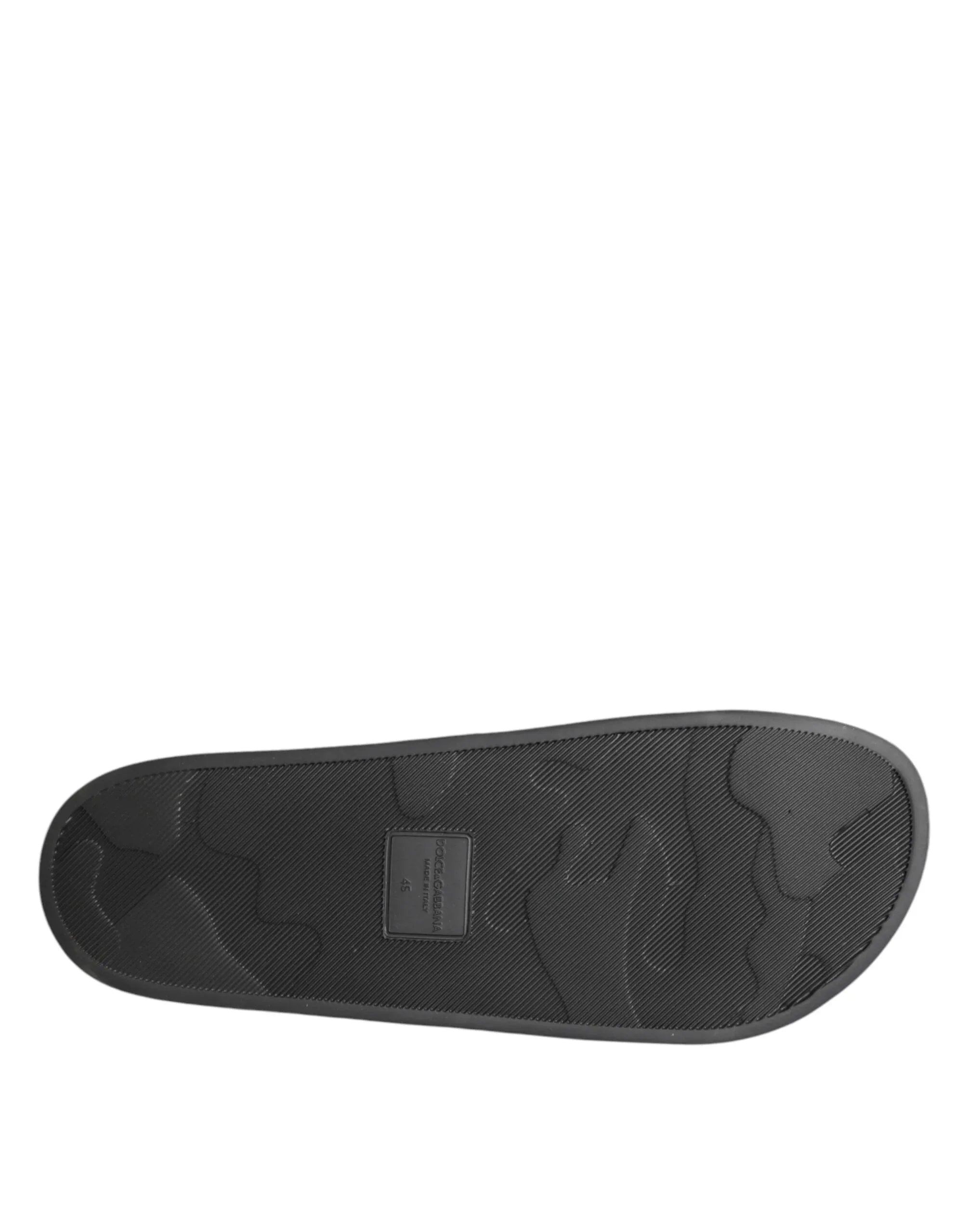 Dolce & Gabbana Black Leather Slides Sandals Beachwear Shoes - Zeiniez