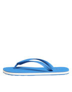 Dolce & Gabbana Blue White Logo Beachwear Flats Slipper Shoes - Zeiniez