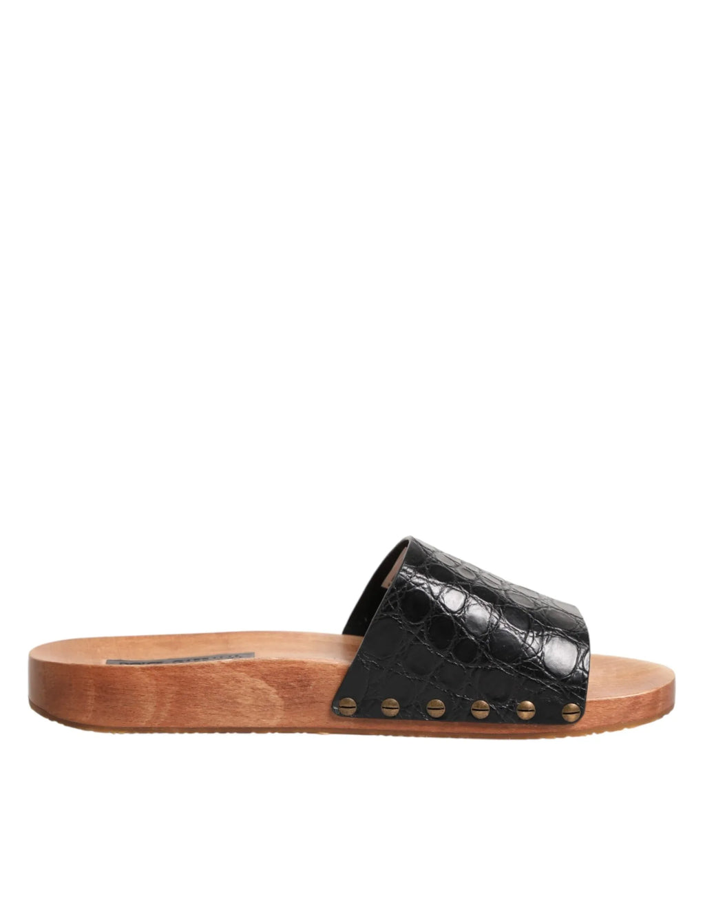 Dolce & Gabbana Black Brown Leather Slides Sandals Shoes - Zeiniez