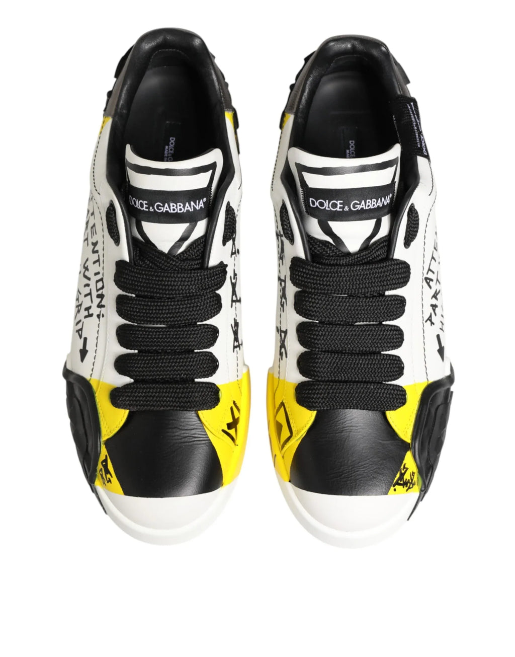 Dolce & Gabbana Multicolor Leather Graffiti Low Top Sneakers Shoes - Zeiniez
