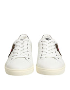 Dolce & Gabbana White Leather Heart Embellished Sneakers Shoes - Zeiniez